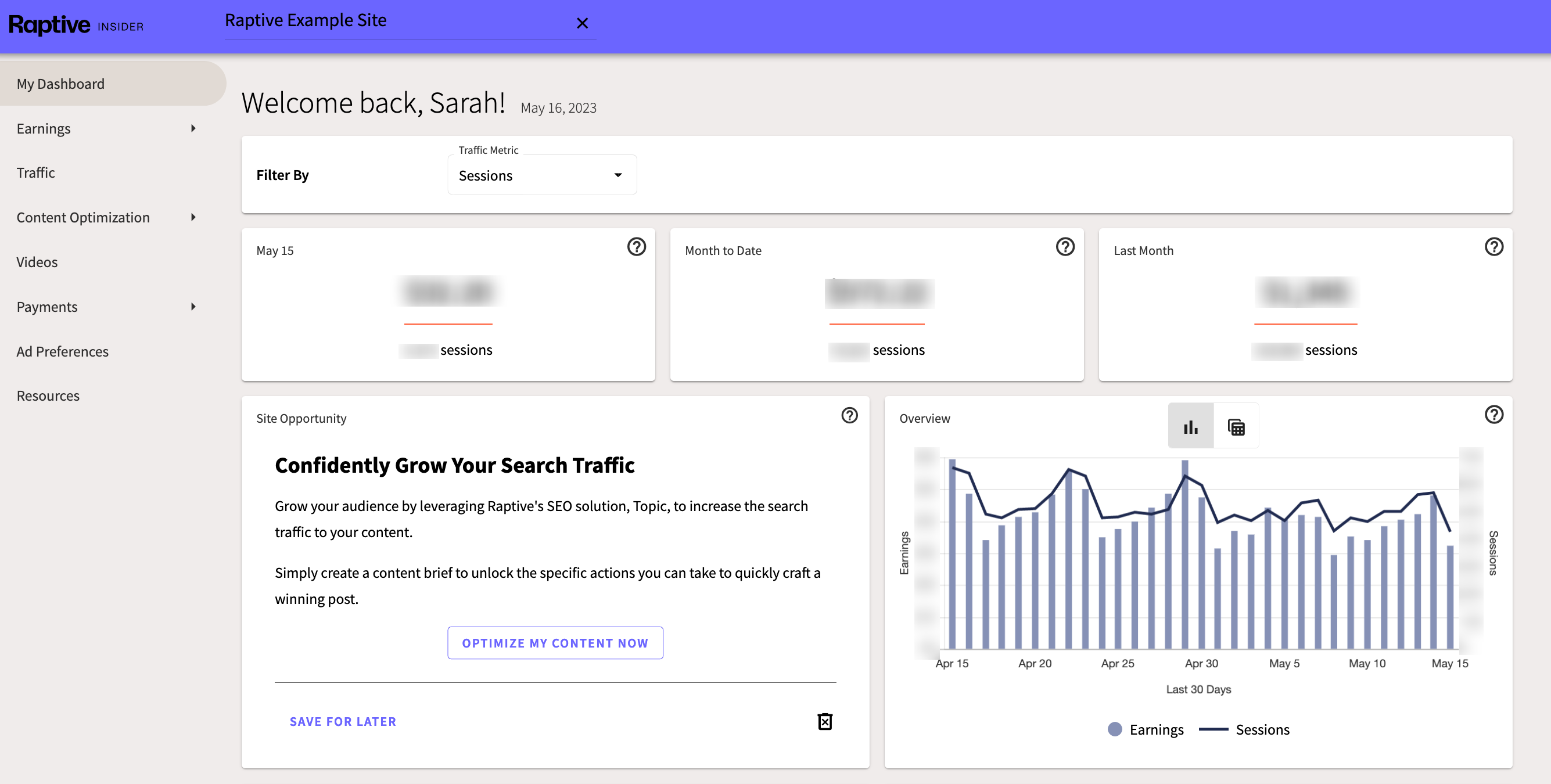 raptive publisher dashboard