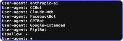 Blocking AI crawlers - Robots.txt entries.png